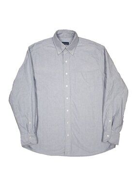 Proper Cloth Oxford Button Down Shirt The Clark Cotton Long Sleeve Blue Large